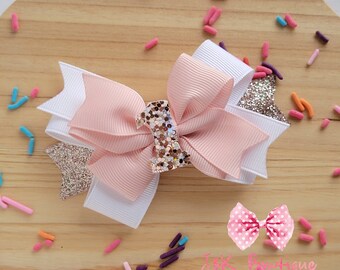 1st birthday hair bow gift first birthday bow first birthday headband cake smash outfit girl Candyfloss Pink First birthday hair bow