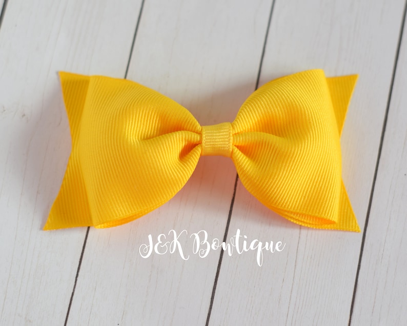 first birthday hair bow Yellow and silver birthday bow yellow Birthday hair Bow Birthday hair bow hair accessories yellow bow