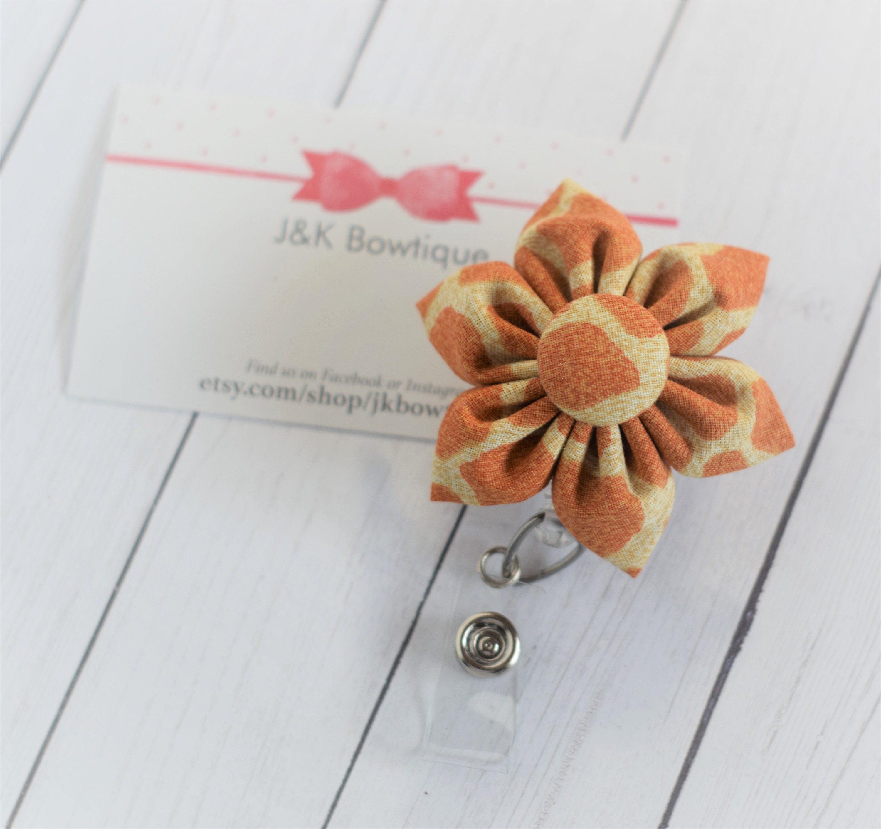 Flower badge reel Fabric flower badge reel gold navy badge Etsy