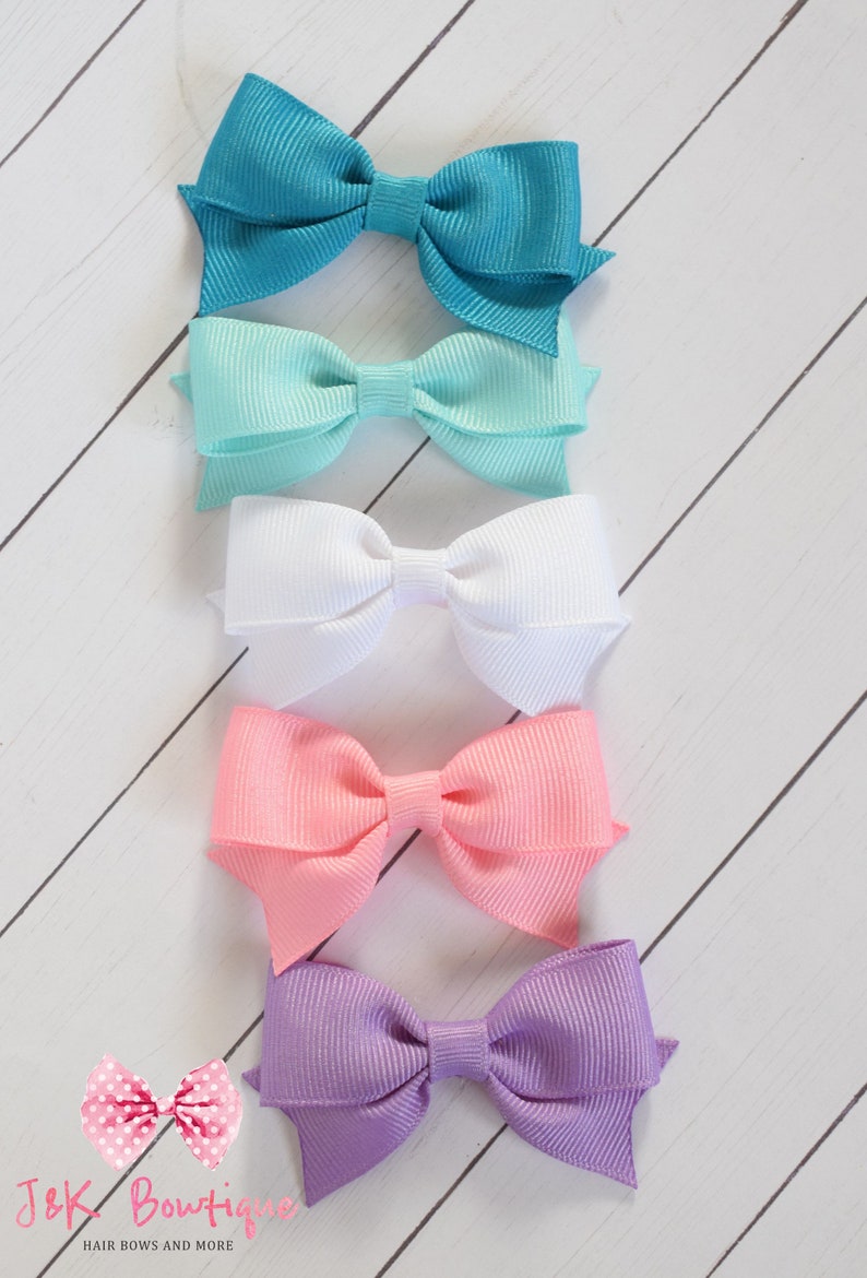 Baby Hair Clips Pigtail Hair Bow Clips Solid Hair Bows Etsy