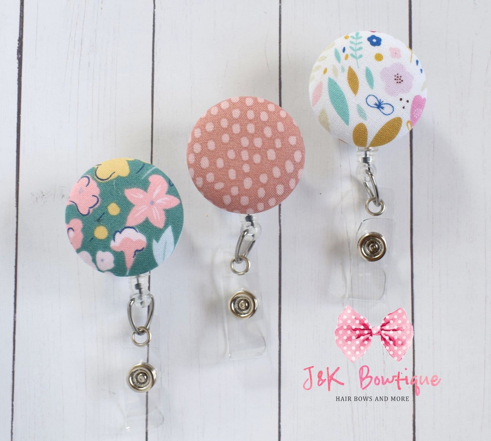 Fabric flower Badge Reel Fabric button badge reel Badge Etsy