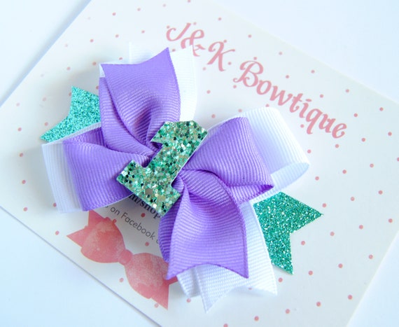Birthday Hair Bow Purple And Aqua Bow Aqua And Purple First Etsy