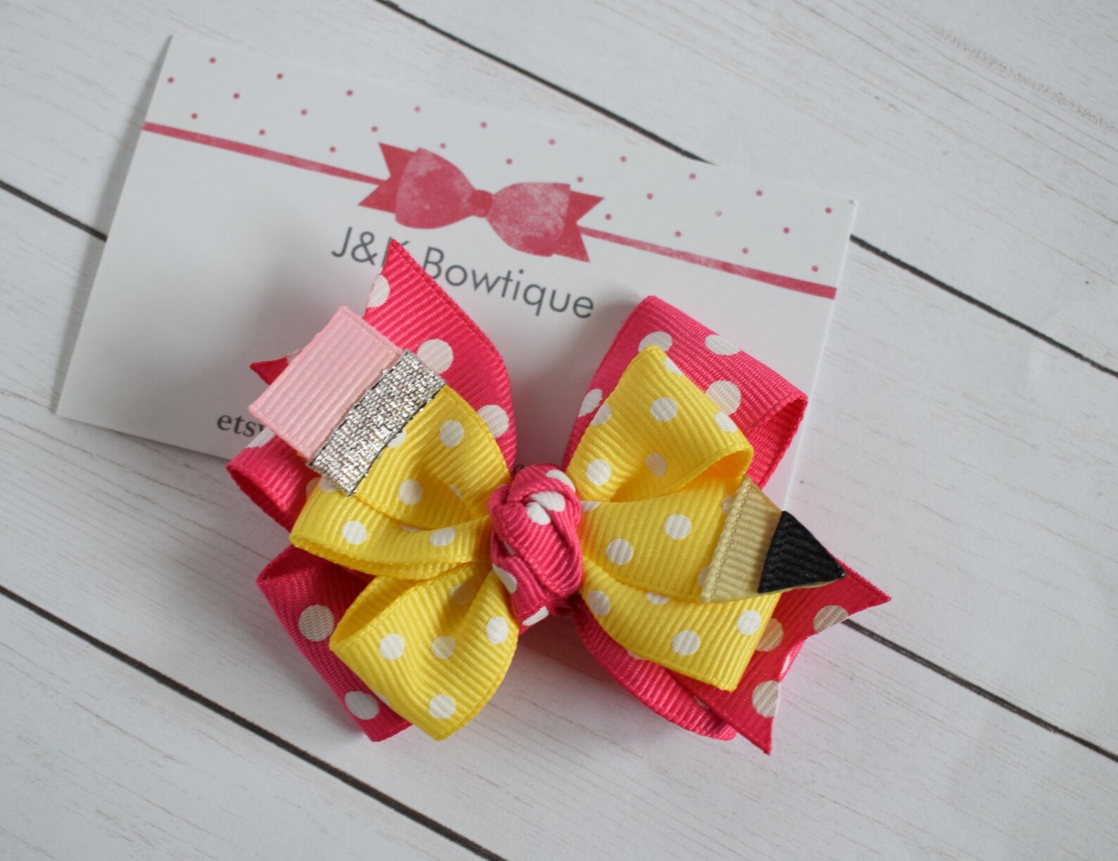 Pencil Hair Bow Back to School Hair Bow Yellow Hair Bow Etsy