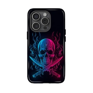 Red and blue Pirate skull Phone Case,Sea Caribbean Pirate Skull Case Creepy Ship Boat Cover iPhone 11 12 13 14 15 16Pro,Sumsung,gift for men