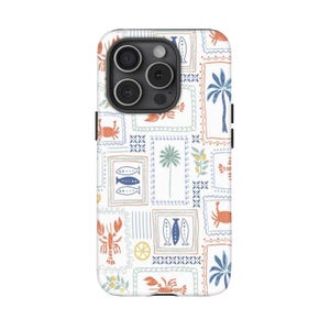 Sardine Phone Case Fisherman Aesthetic Italian Summer IPhone 16 Pro Case Protective Mediterranean Phone Cases Coastal Preppy La Dolce Vita