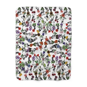 Wildflower Pattern Sherpa Blanket | Floral Blanket, Cozy Throw
