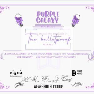 BTS ARMY Gift Certificate – Featuring All 7 members( BTSARMY ) | Digital Download | K-Pop Fan Gift | Festa 2025 Edition| png file| pdf file