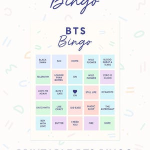 Jeu de bingo BTS | Téléchargement numérique imprimable | 4 cartes (4 joueurs) | Party Game BTS pour ARMY | Soirées jeux K-pop amusantes
