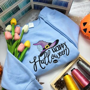 Happy Halloween sweatshirt, witch Halloween sweater, fall sweatshirt, Halloween crewneck, pumpkin patch Halloween, horror movie lovers