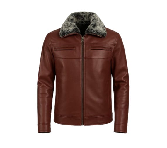 Leder Jacke Braune Jacke Mit Fellkragen VOLFAGLI Jacke Mit