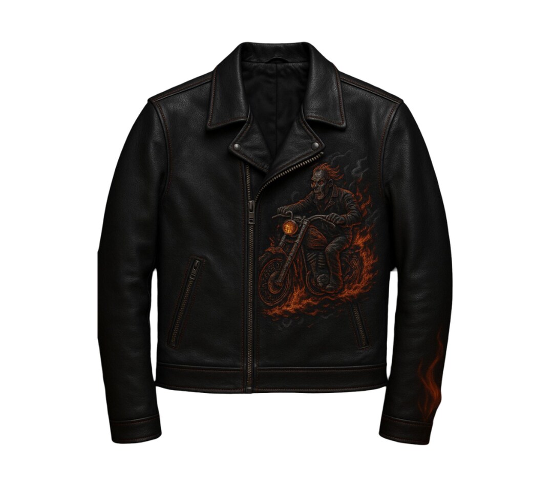 Zipper Design Leather Riders Jacket 変形 Apocalypse Biker Leather Jacket: Burning Road Zombie Rider Moto
