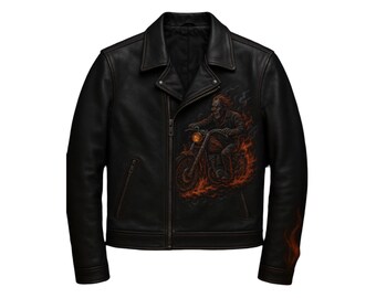 【期間限定出品】Ameri LEATHER JACKET Apocalypse Biker Leather Jacket: Burning Road Zombie Rider Moto