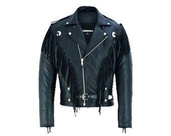 Vintage 90's Stand up Genuine Leather Cropped Zipper Jacket - Size