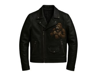 King of the Jungle Leather Moto Jacket: Handmade Gorilla Streetwear