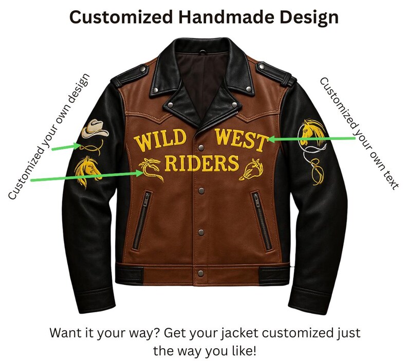 Customaized Riding Jacket Western Cowboy Leather Jacket | Biker Jacket | Wild West Riders Horse ...