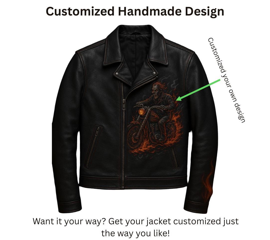 Apocalypse Biker Jacket Men | Burning Road to Hell Zombie