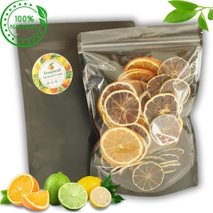 50 morceaux d'agrumes séchés de Thaïlande | Orange séchée | Citron vert séché | Citron séché | Sans sucre, pour la décoration et le grignotage