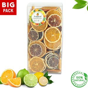 225 morceaux de mélange d'agrumes séchés de Thaïlande | Orange séchée | Citron vert séché | Citron séché | Sans sucre, pour la décoration et le grignotage