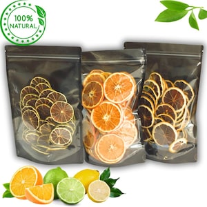 150 morceaux de mélange d'agrumes séchés de Thaïlande | Orange séchée | Citron vert séché | Citron séché | Sans sucre, pour la décoration et le grignotage