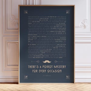 Poirot-Themed Literary Printable Poster – Witty Agatha Christie Wall Art for Mystery Lovers in blue
