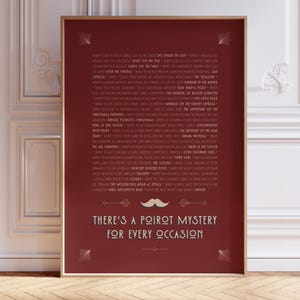 Poirot-Themed Literary Printable Poster – Witty Agatha Christie Wall Art for Mystery Lovers in red
