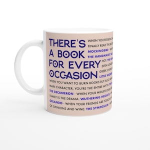 There’s a Book for Every Occasion Mug – Literary Quote Coffee Cup – Blue Edition