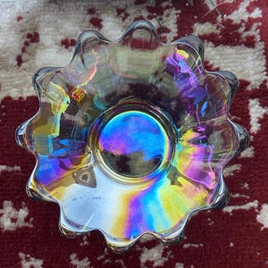 Vintage Smoky Carnival Glass Bowl/Trinket Dish