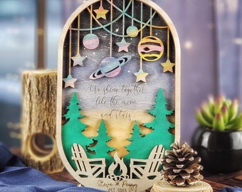 Personalized Galaxy Couple Gift - Moon & Stars Anniversary Frame - Valentine's Gift