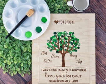 Father's Day Handprint DIY Art - Personalized Do It Yourself Paint Kit - Husband Gift Family Tree - Dad Gifts From Kids - Fingerprint Art