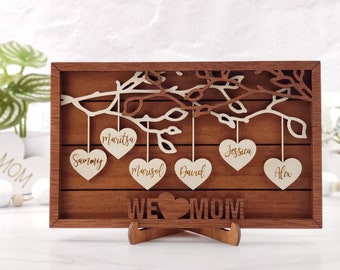 Mothers Day Gift - Family Tree Heart Frame - Mom Gift Son - Family Sign Gift - Mom Gifts from Kids - Kids Name Sign - Daughter Mom gift