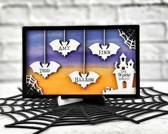 Personalized Bat Family Halloween Frame: Gothic Fall Decor
