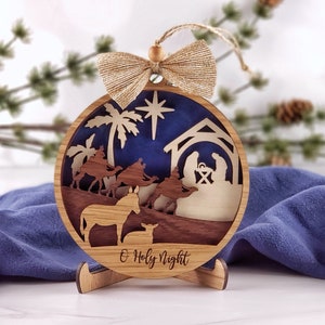 Nativity Wood 3D Layered Christmas Ornament Jesus' Birth Christmas Home Decor Manger Scene Christmas Star Family Gift Mom Gift image 4