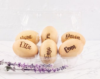 Wood Easter Egg Personalized - Laser Engraved Wooden Egg - Custom Easter Basket Egg - Name Egg - First Easter Gift - Egg Ornaments - Kid Egg