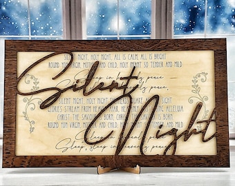 Silent Night Wood Christmas Carol Sign: Layered Farmhouse Decor