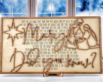 Mary Did You Know Song - Laser Cut Nativity Scene Sign