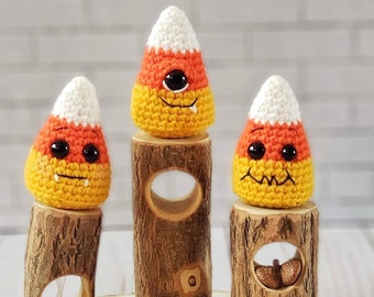 Candy Corn Crochet Plushie - Halloween Decoration - Halloween Collectibles - Halloween Crochet - Tiered Tray Halloween Set - Fall Decor