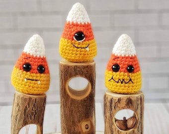 Crochet Candy Corn Plushie: Halloween Monster Decor