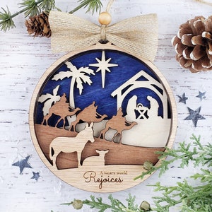 Nativity Wood 3D Layered Christmas Ornament - Jesus' Birth - Christmas Home Decor - Manger Scene - Christmas Star - Family Gift - Mom Gift