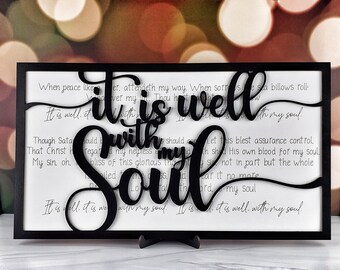 It Is Well With My Soul Sign: Laser Cut Hymn, Christian Home Decor