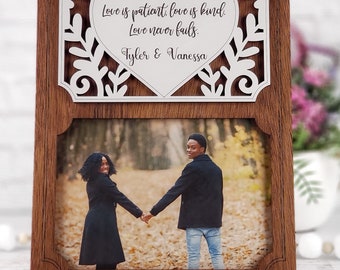 Personalized Anniversary Photo Frame: Couple's Heart, Custom Names