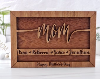 Personalized Mother's Day Wood Frame – Custom Kids Names, Grandma Gift