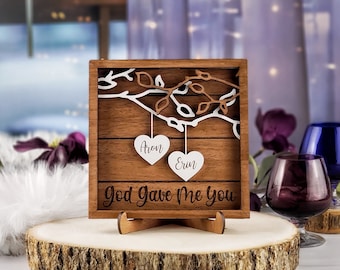 Personalized Couple Name Wood Frame – Anniversary Gift - Valentine's Gift