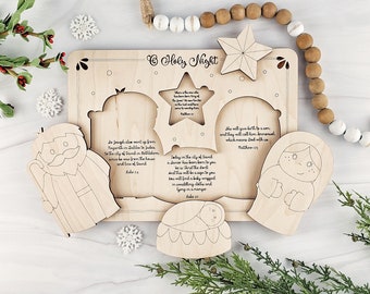 Nativity Wood Puzzle Children- Jesus' Birth Scene - DIY Jigsaw Puzzle Nativity Color - Christmas Decor - Advent Calender Puzzle Kids