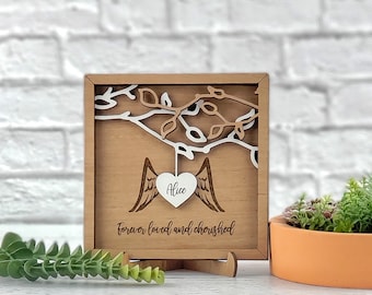 Personalized Memorial Frame: Angel Wings Remembrance Gift