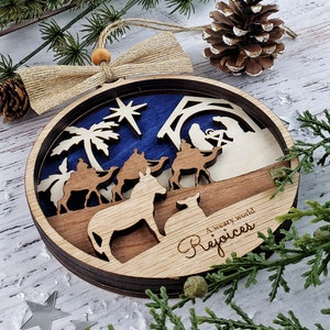 Nativity Wood 3D Layered Christmas Ornament Jesus' Birth Christmas Home Decor Manger Scene Christmas Star Family Gift Mom Gift image 6