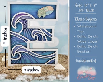 Beach Themed Wall Art - Monogram Letter Sea Sign - Alphabet Sea Creatures - Under the Sea - Ocean Nursery Decor - Nautical Animals - Coastal