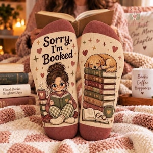 Personalized Bookish Socks, Custom Crew Socks for Book Lovers and Readers, Socks Off Story On, Christmas Gift 2026