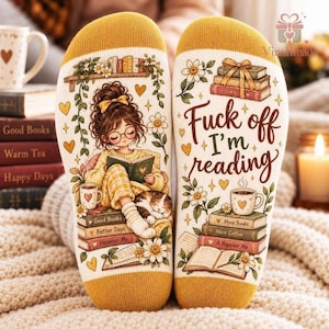 Custom Book Lover Socks, Personalized Name Reading Socks, Shhh I’m Reading Socks, Bookworm Gift, Reader Gift for Women
