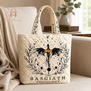 Fourth Wing Shoulder Bag, Basgiath War College Quilted Bag, Rebecca Yorros, Dragon Rider, Violet Sorrengail, Xaden Riorson, Fantasy Reader