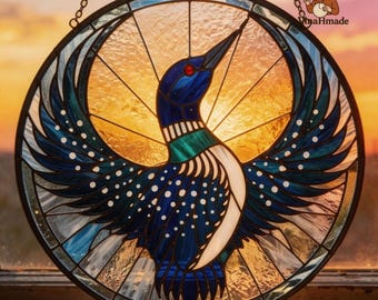 Rebel Loon Stained Glass Suncatcher, No Kings in America, Minnesota Bird Window Hanging, Natural Wall Decor, Minnesota Resistance Decor